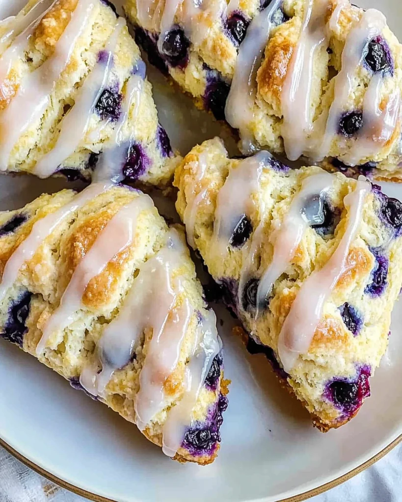Lemon Blueberry Scones with Lemon Glaze