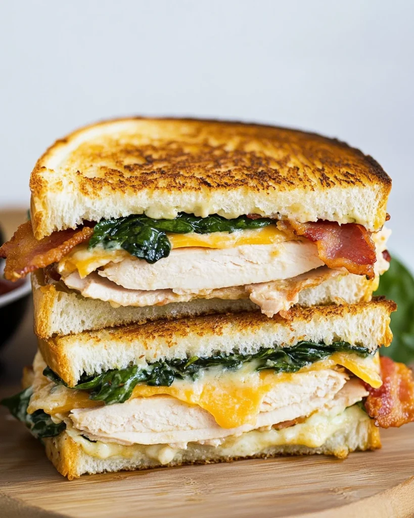 Turkey Melt with Cheddar, Spinach, and Bacon