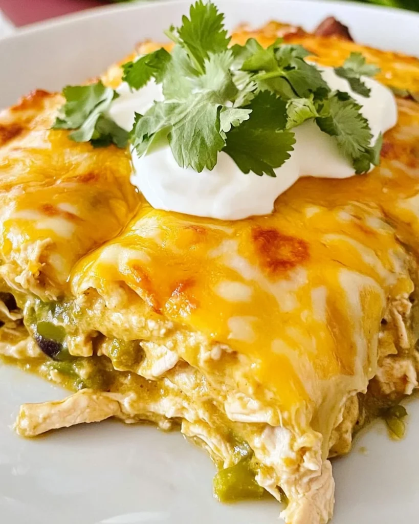 Green Chile Chicken Enchilada Casserole