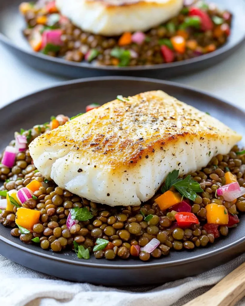 Pan Roasted Halibut with Lentil Salad