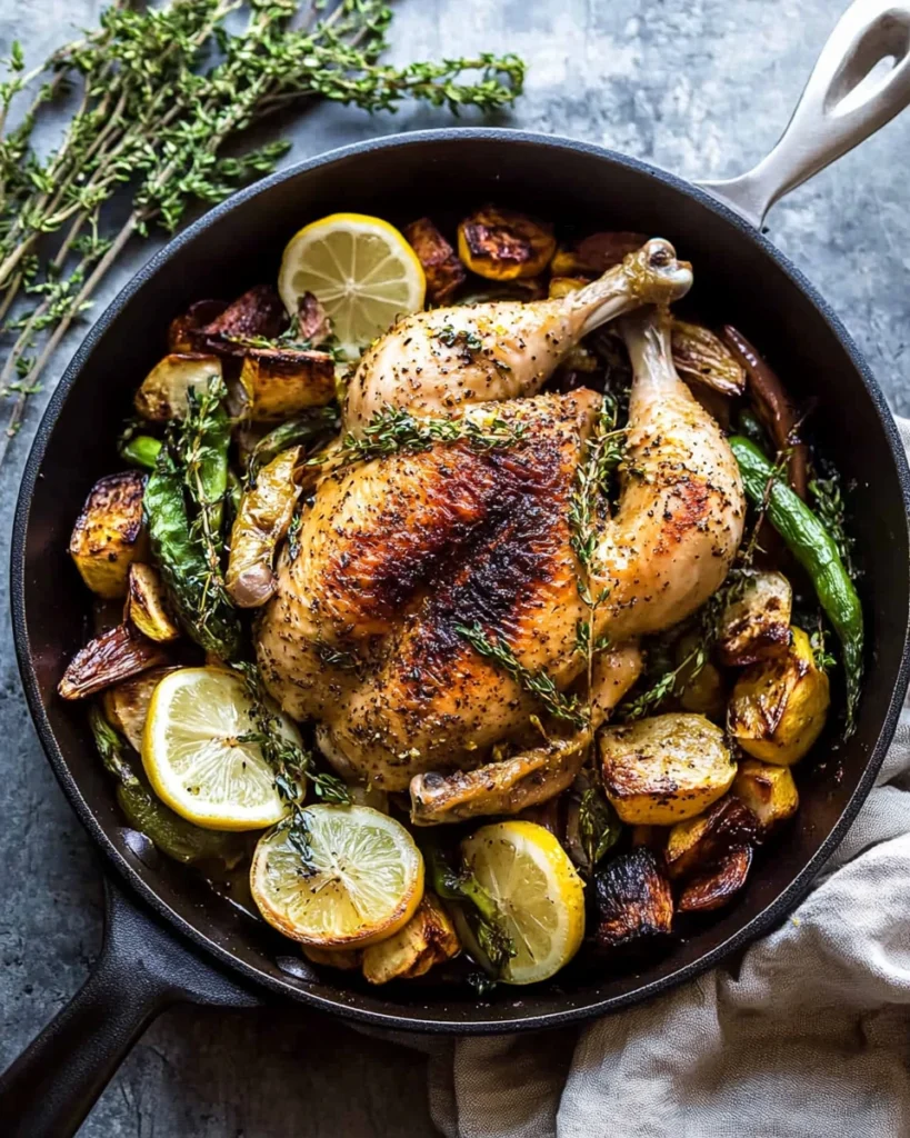 Spring Skillet Roasted Lemon Chicken and Veggies