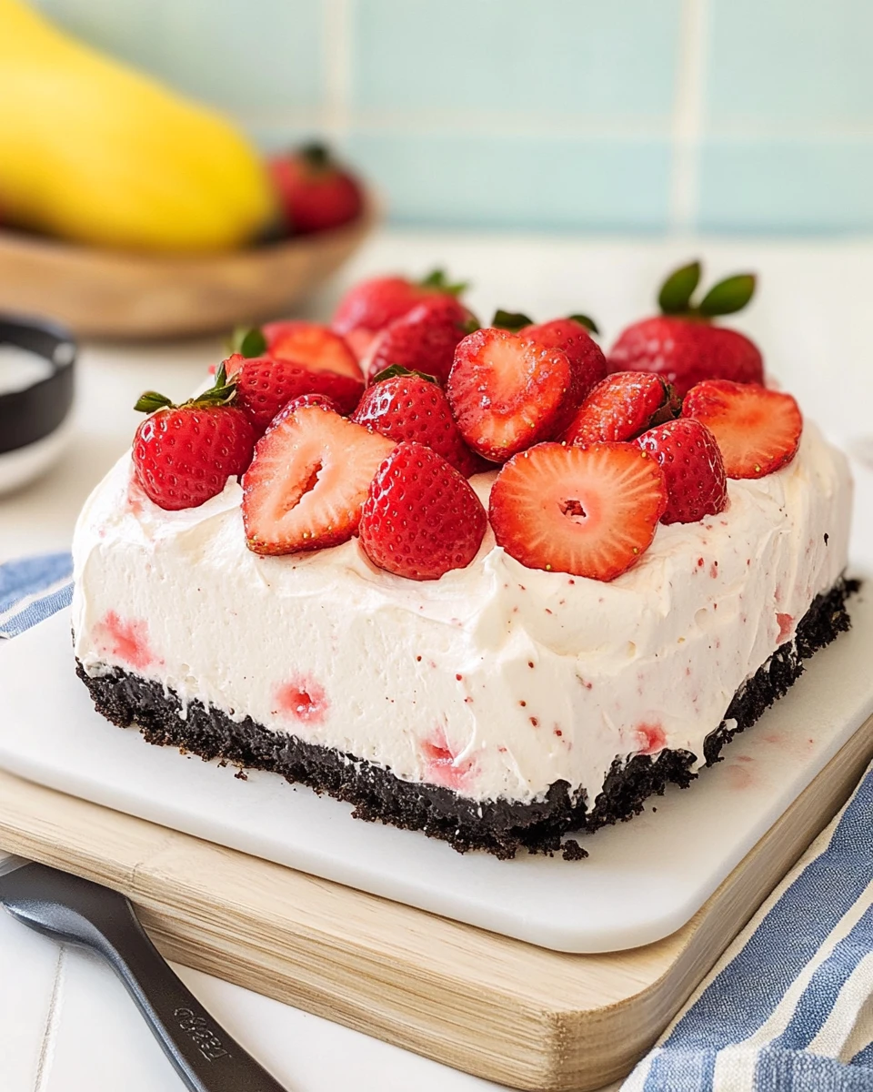 Fluffy, No-Bake Summer Strawberry Dessert Cake