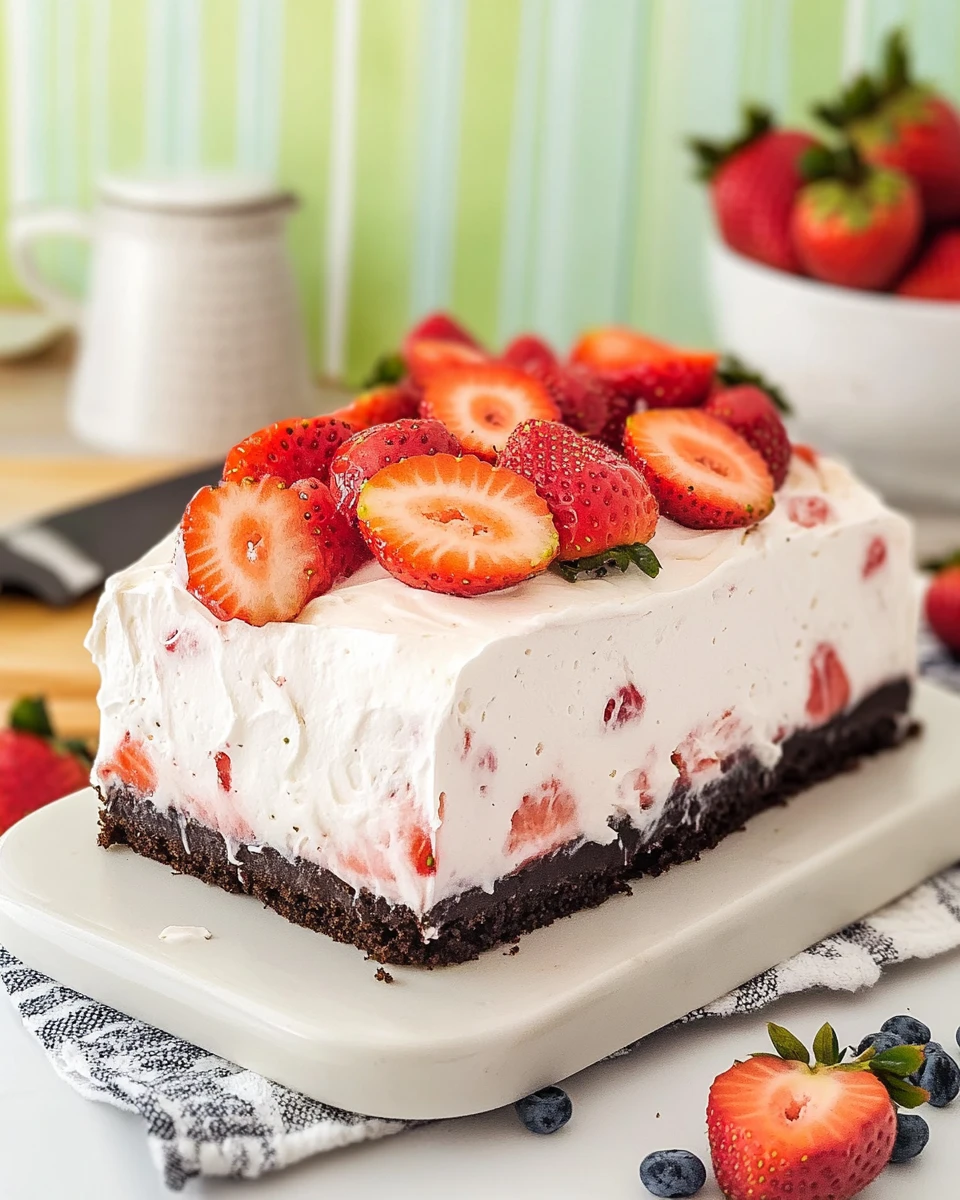 Fluffy, No-Bake Summer Strawberry Dessert Cake