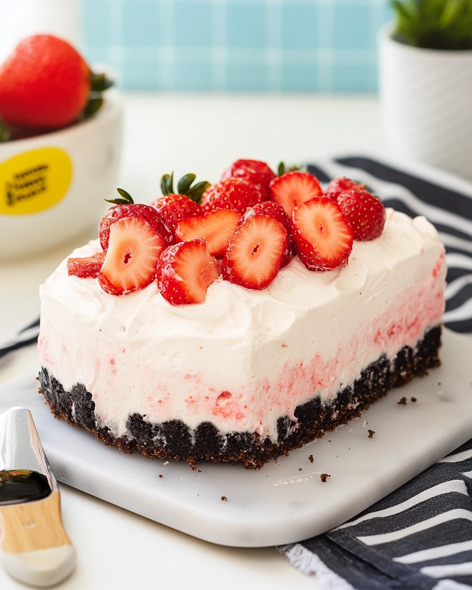 Fluffy, No-Bake Summer Strawberry Dessert Cake