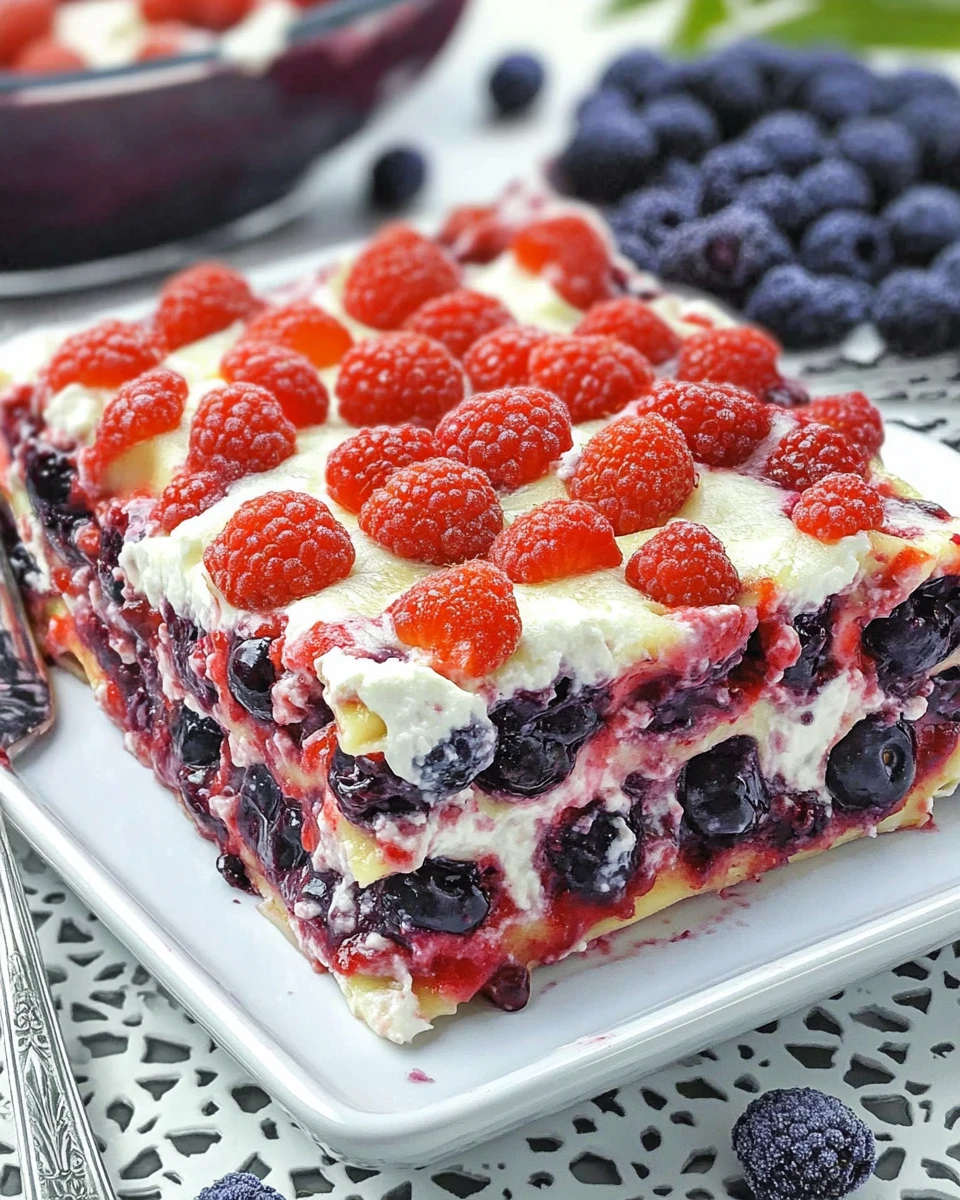 No Bake Summer Berry Lasagna