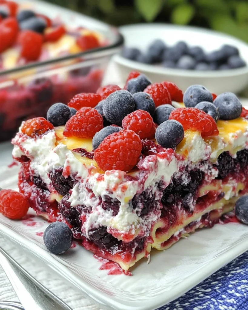 No Bake Summer Berry Lasagna