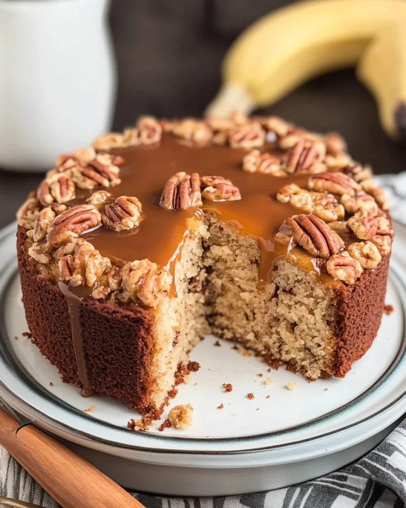 Pecan Caramel Banana Cake