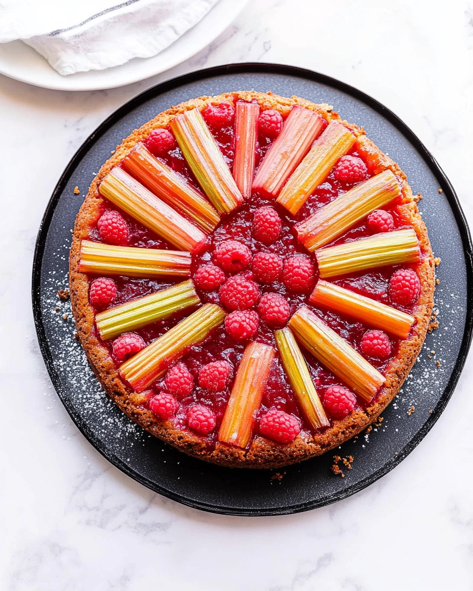 Rhubarb Raspberry Upside-Down Cake