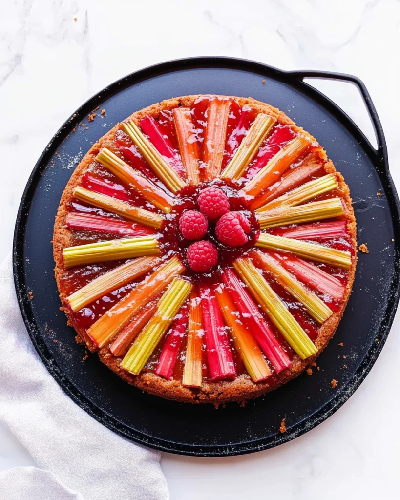 Rhubarb Raspberry Upside-Down Cake