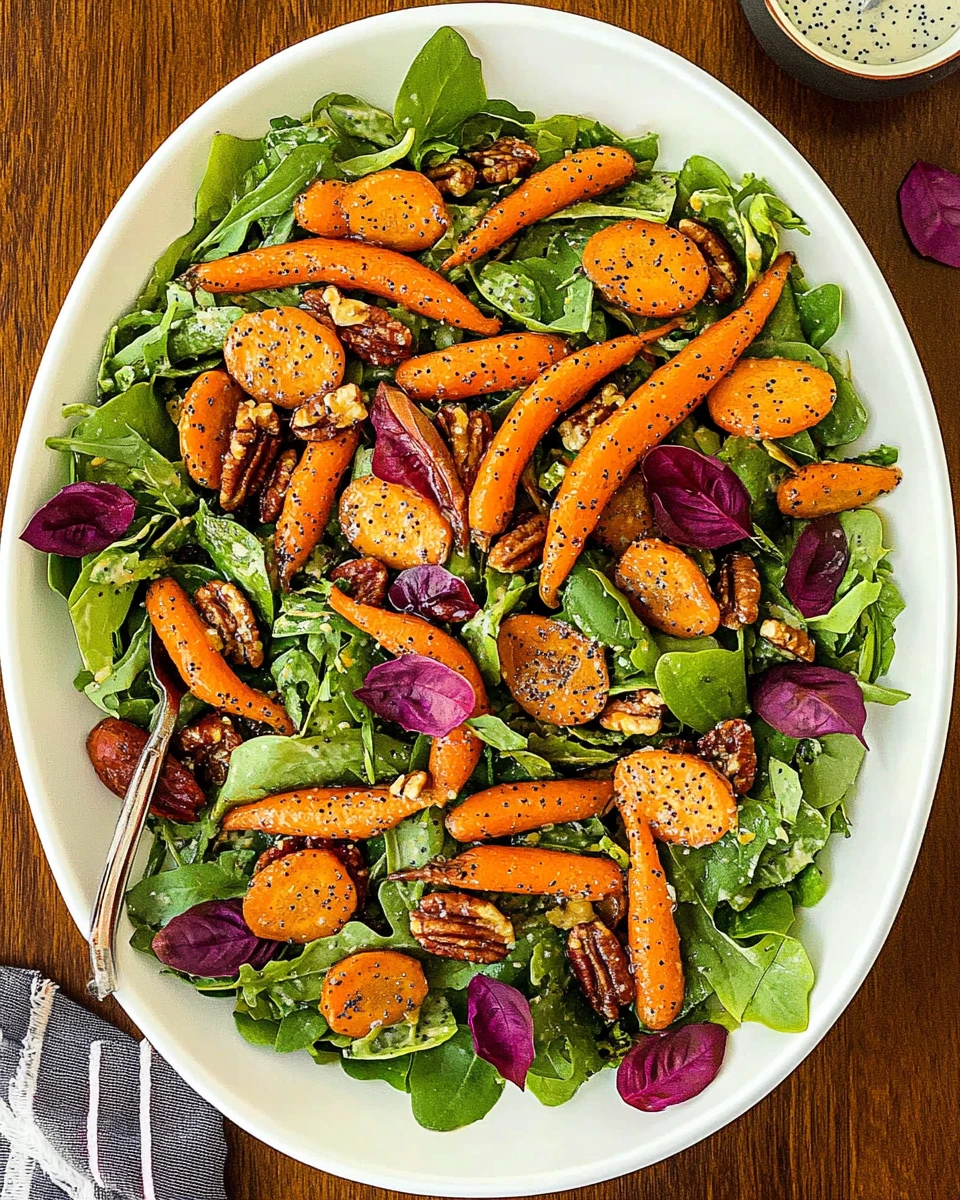 Roasted Carrot Salad with Honey Cider Poppy Seed Dressing