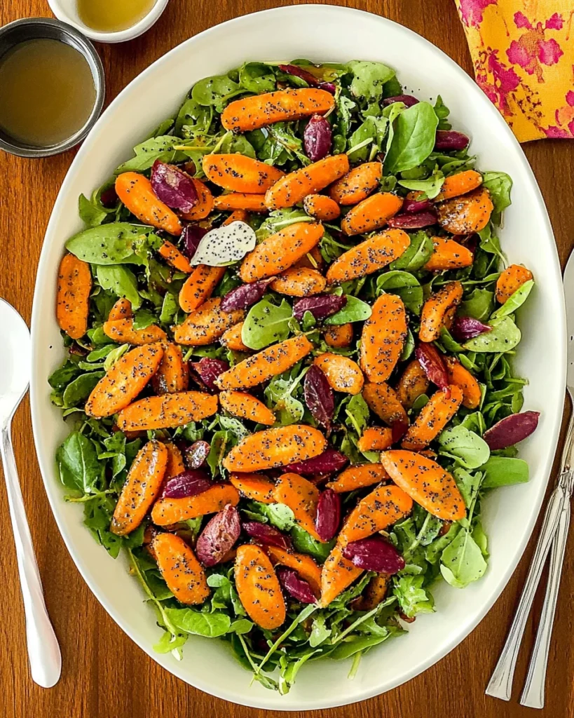 Roasted Carrot Salad with Honey Cider Poppy Seed Dressing