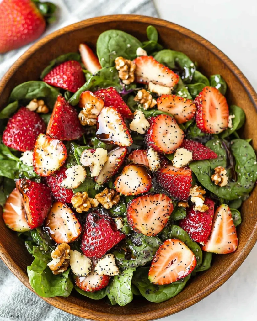 Spinach Strawberry Salad with Balsamic Poppy Seed Dressing