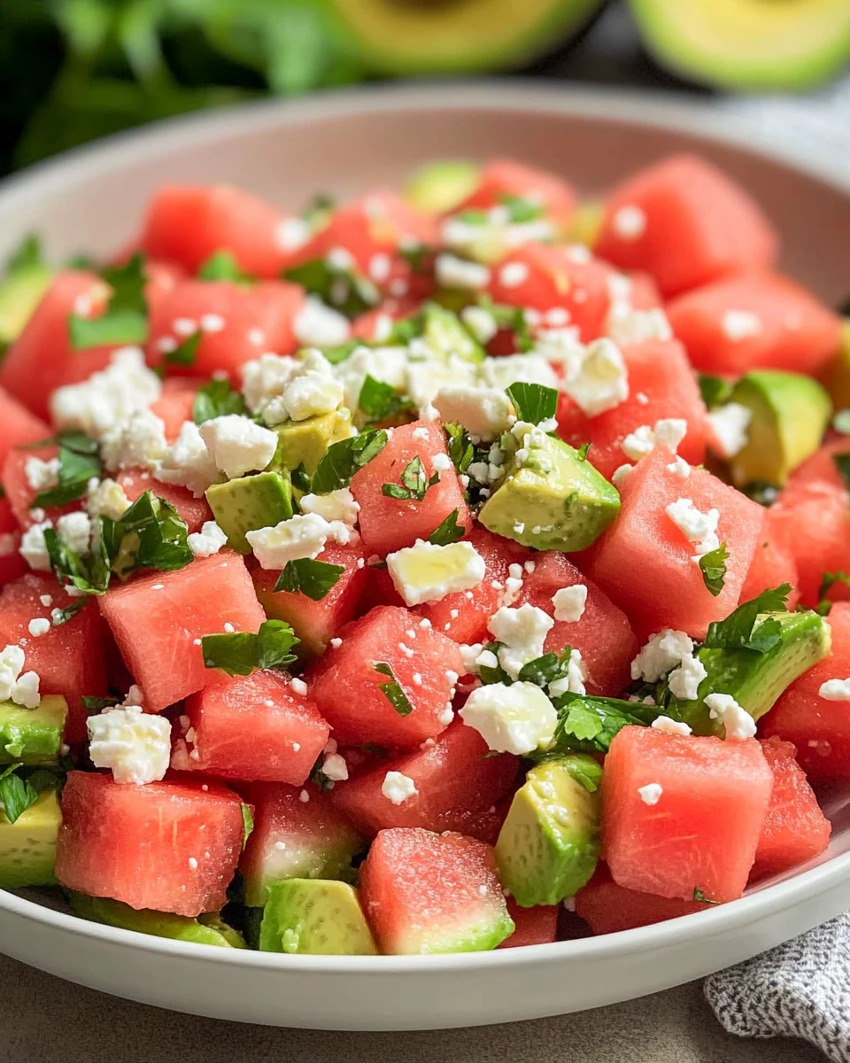 Watermelon Avocado Salad with Feta