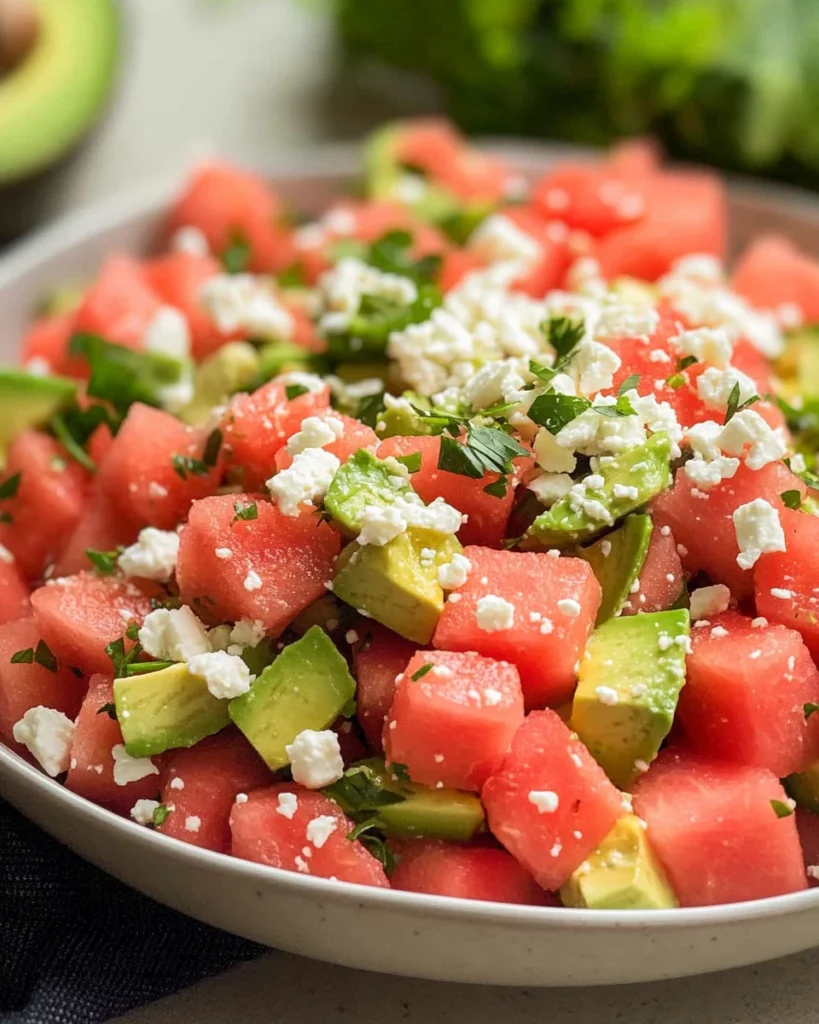 Watermelon Avocado Salad with Feta