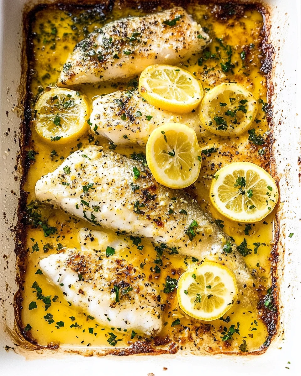 Baked Fish with Lemon Garlic Butter