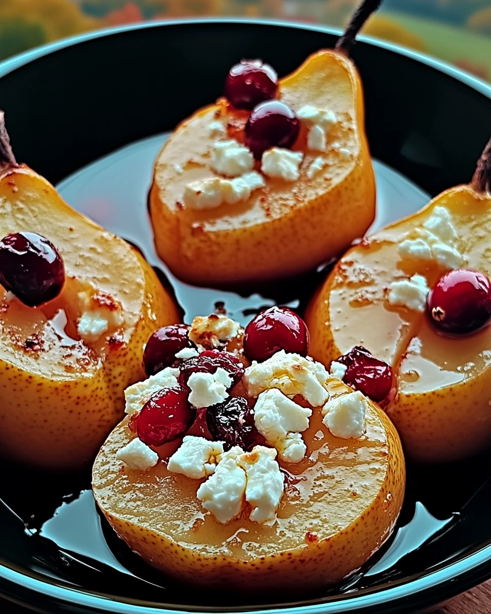 Baked Pears with Feta, Honey, and Cranberries