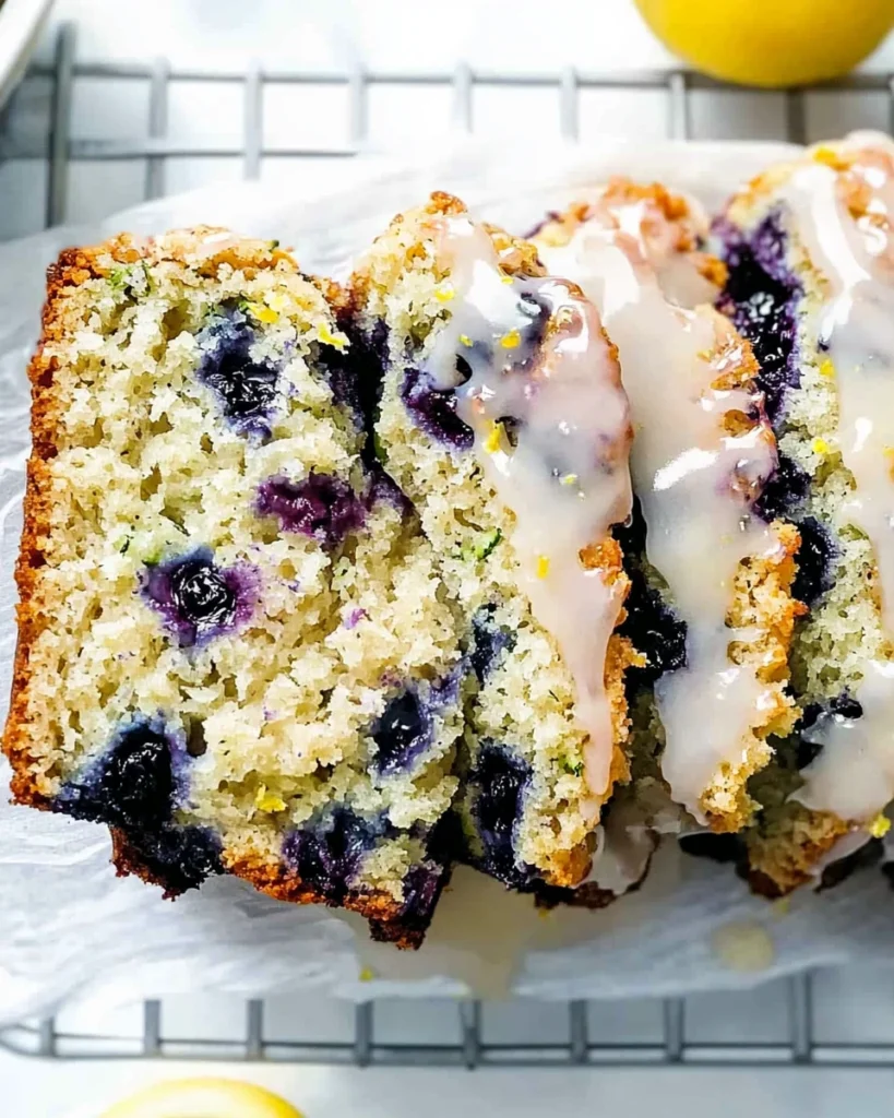 Blueberry Zucchini Bread With Lemon Glaze