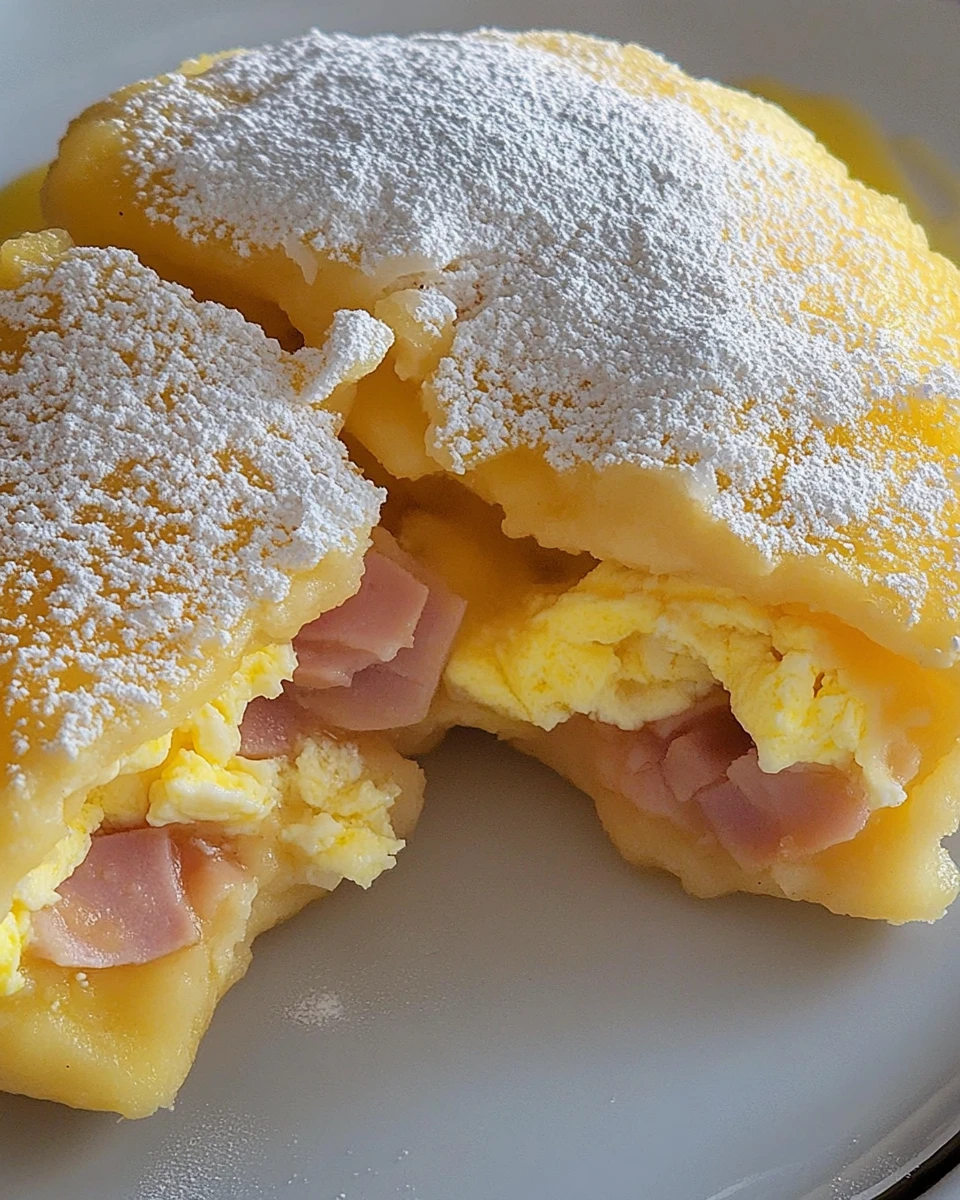 Brazilian Breakfast Tapiocas with Ham, Egg and Cheese