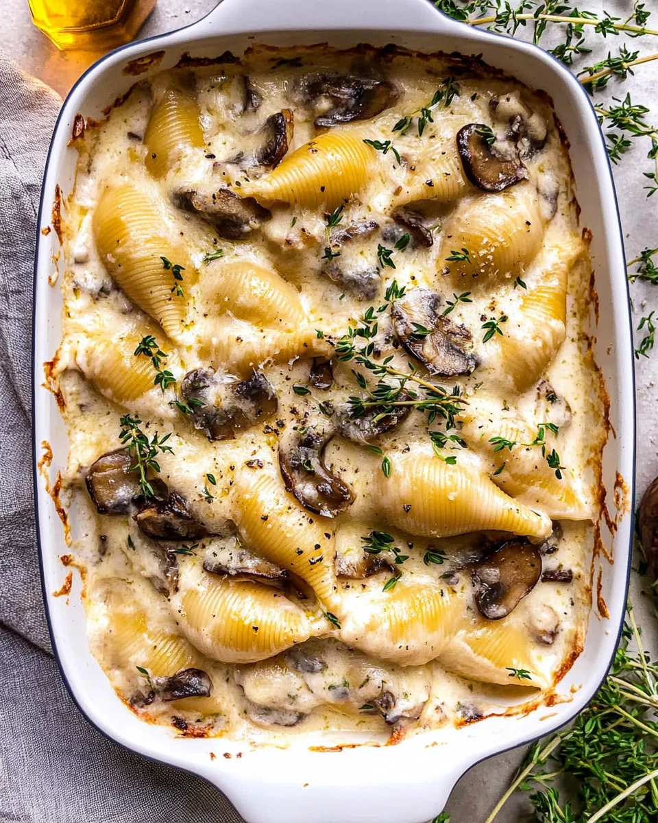 Creamy White Wine Mushroom Stuffed Shells