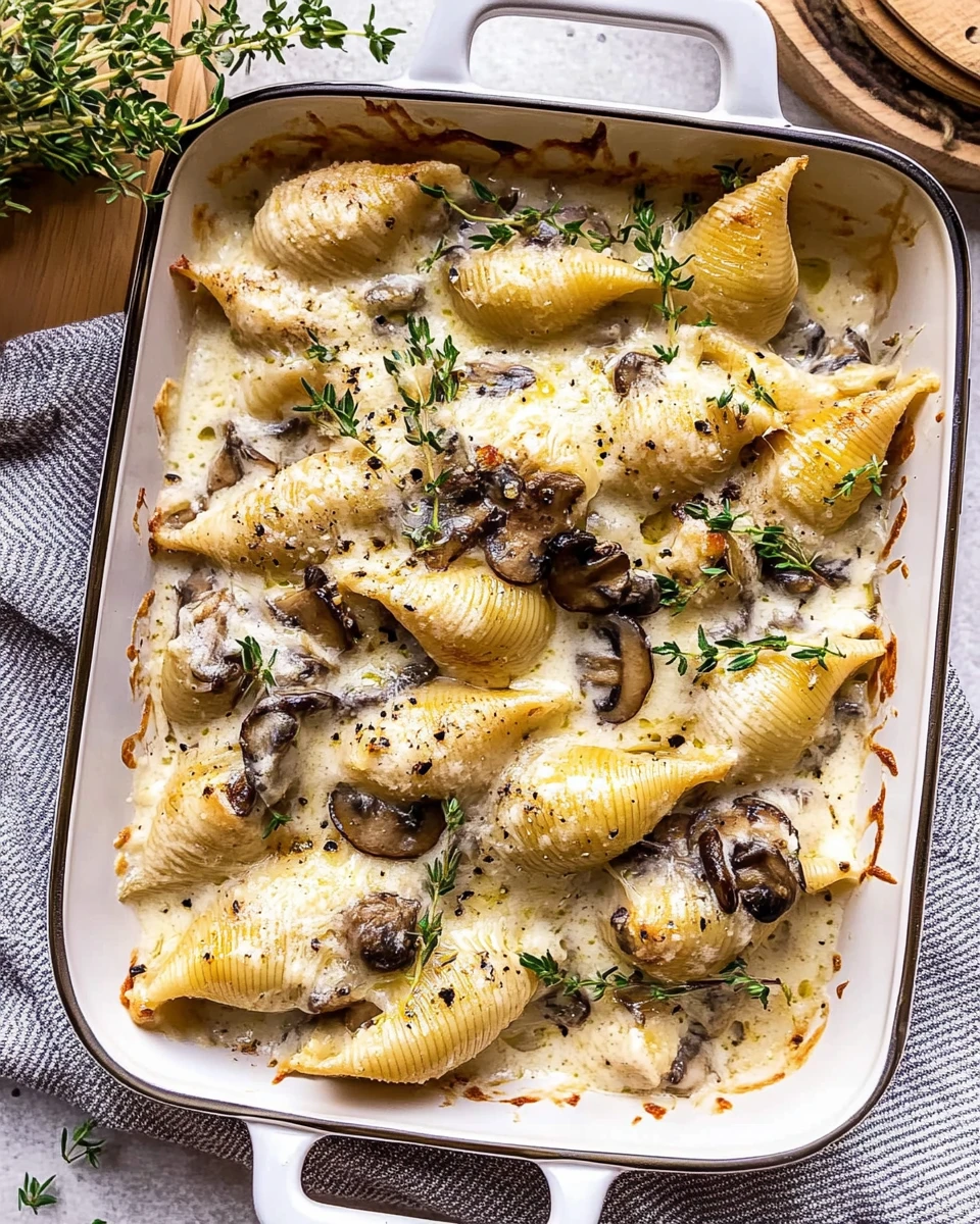 Creamy White Wine Mushroom Stuffed Shells