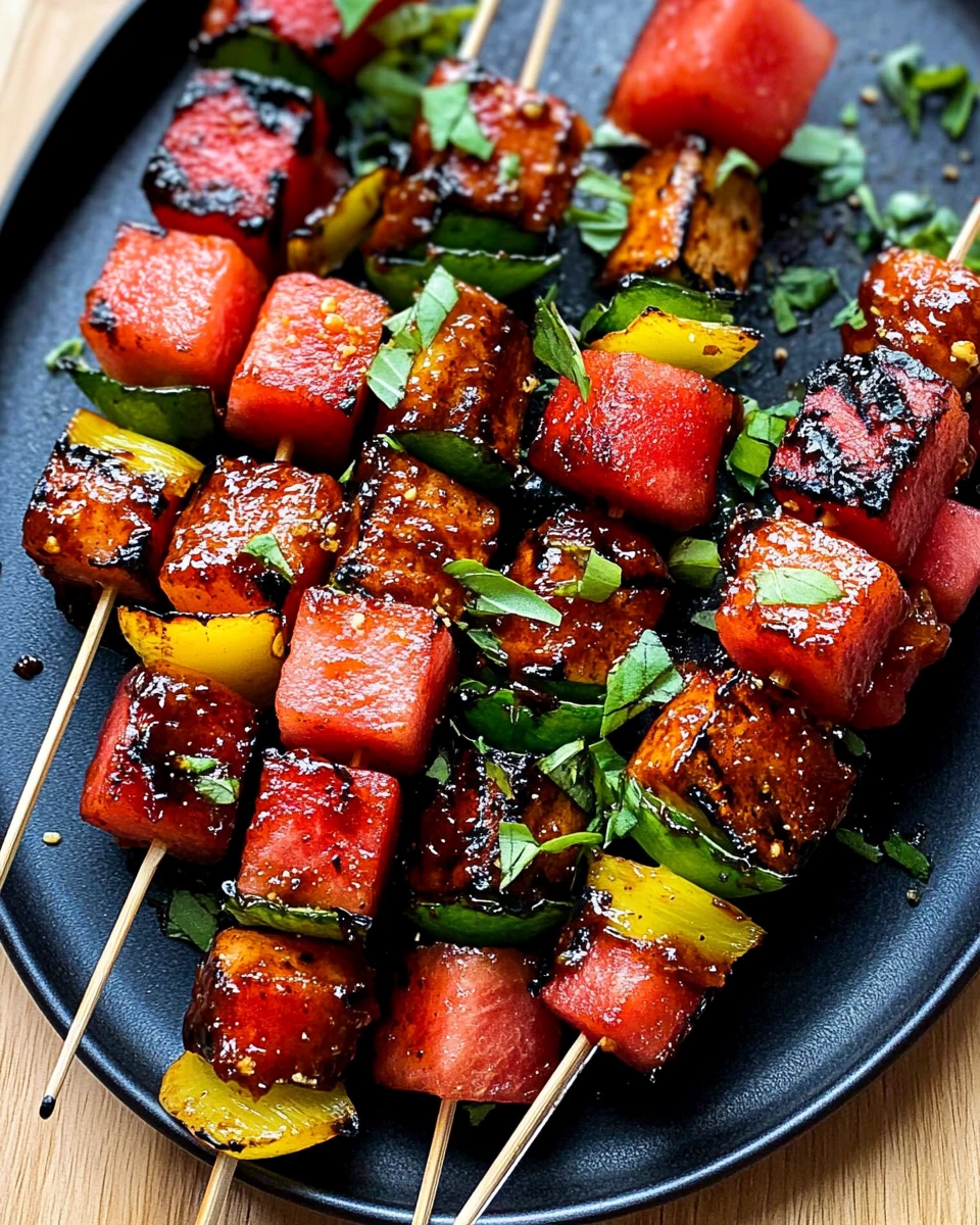 Grilled BBQ Watermelon Skewers