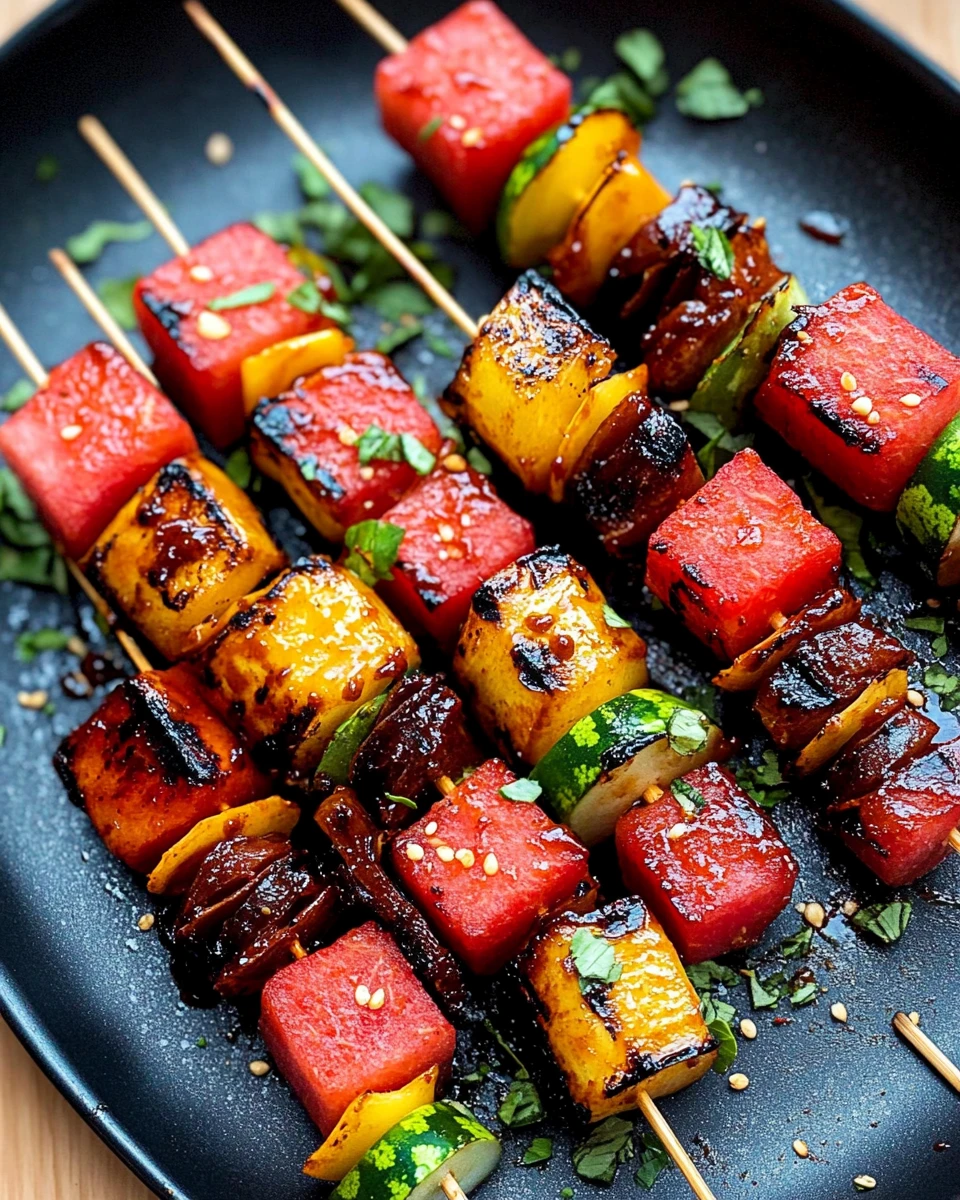 Grilled BBQ Watermelon Skewers