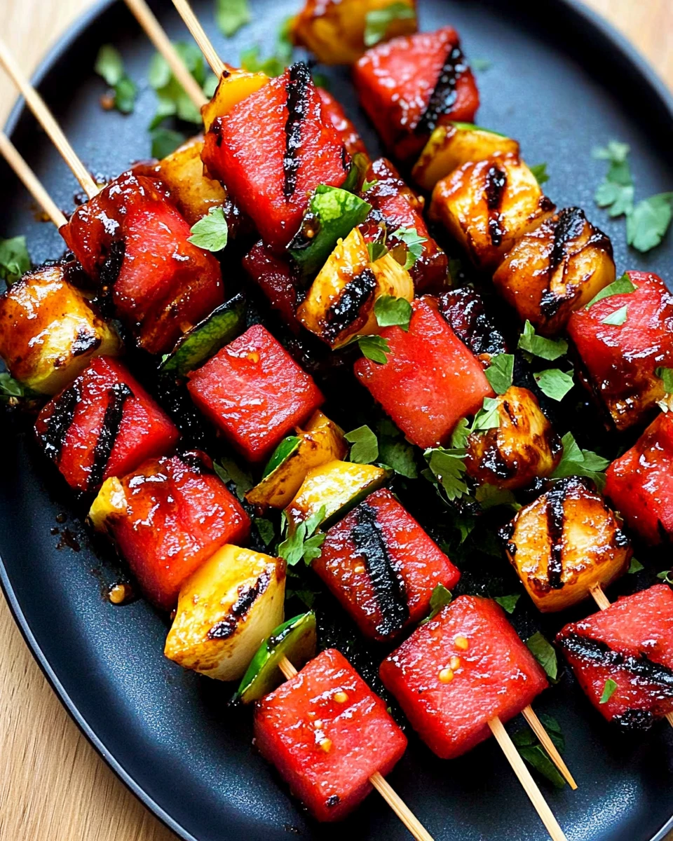 Grilled BBQ Watermelon Skewers