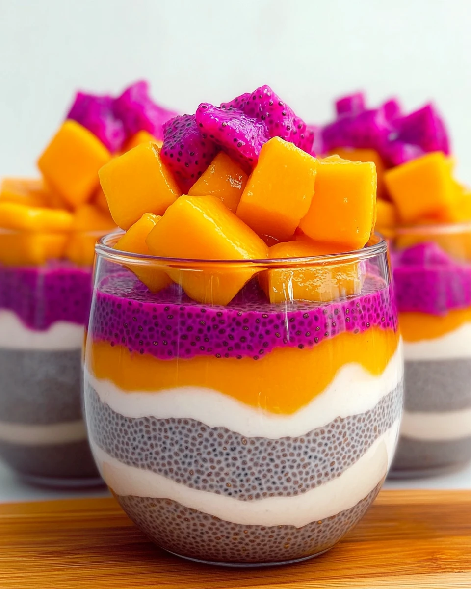 Mango and Dragon Fruit Chia Pudding Parfait