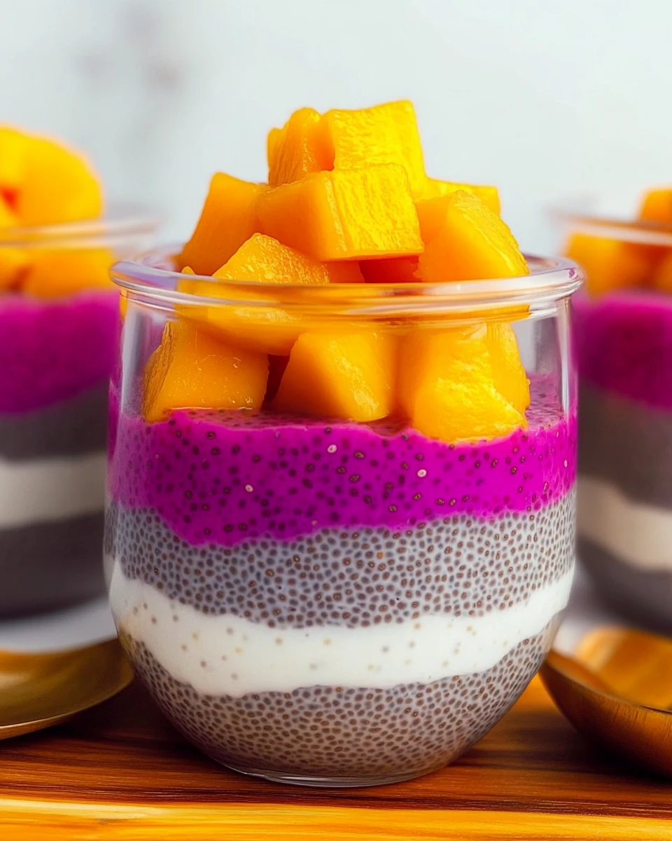 Mango and Dragon Fruit Chia Pudding Parfait