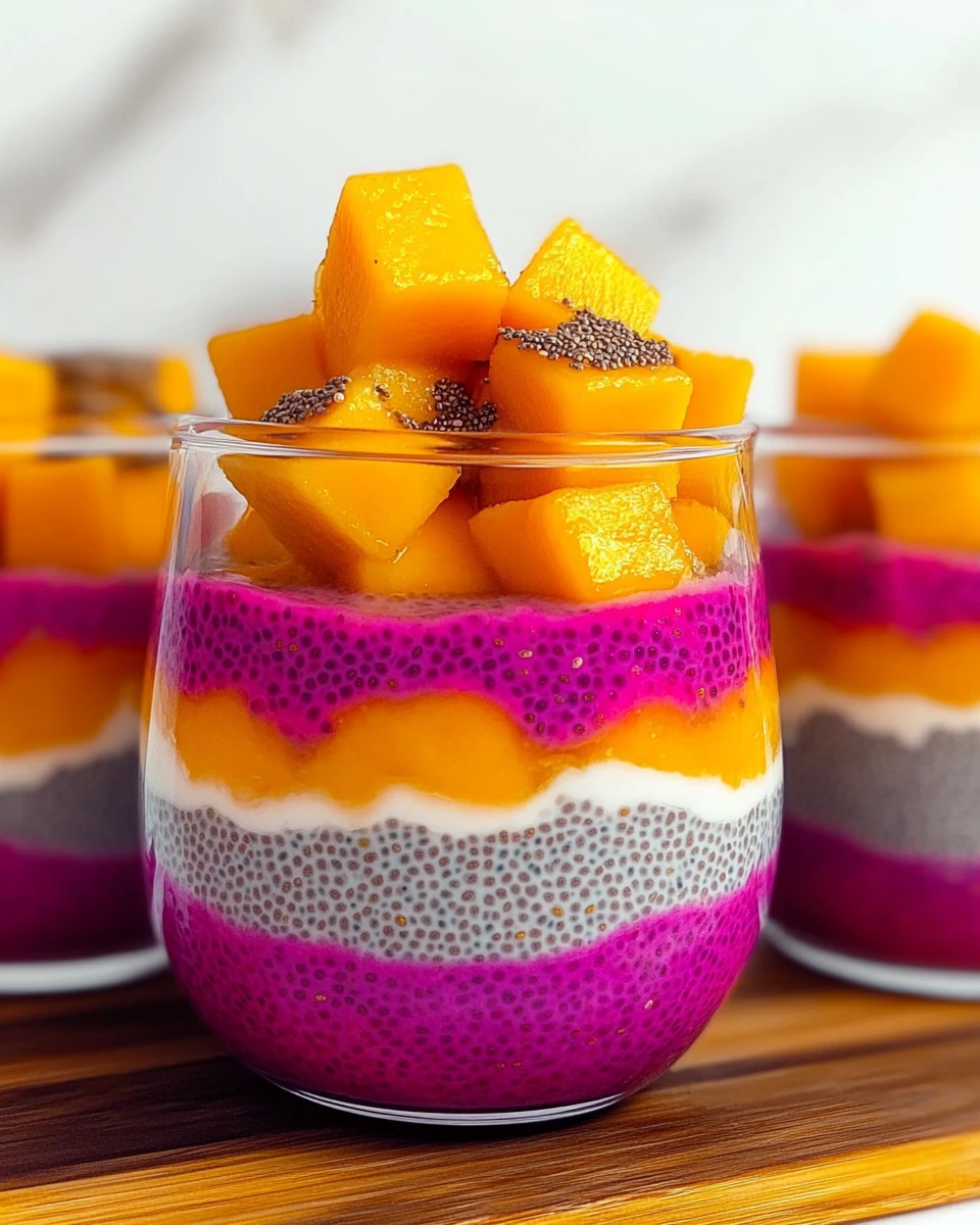 Mango and Dragon Fruit Chia Pudding Parfait