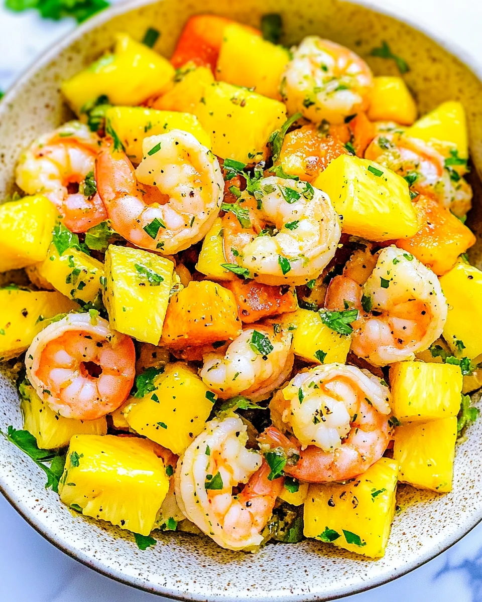 Tropical mango pineapple shrimp salad with avocado and lime | Summer recipe