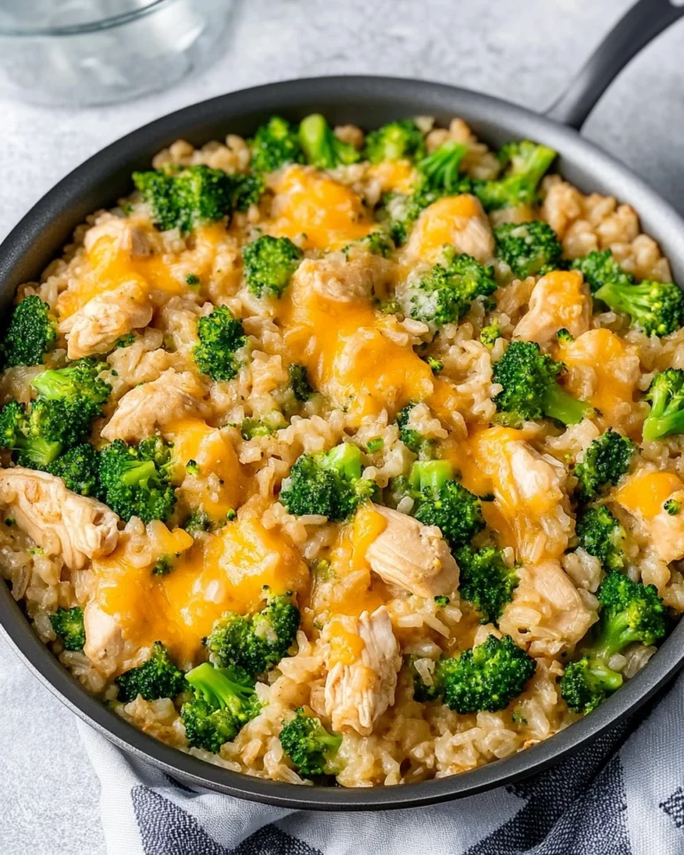 One Pan Cheesy Chicken Broccoli and Rice