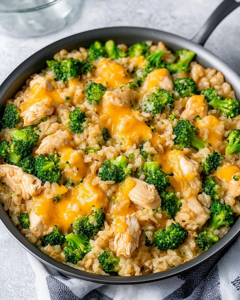 One Pan Cheesy Chicken Broccoli and Rice
