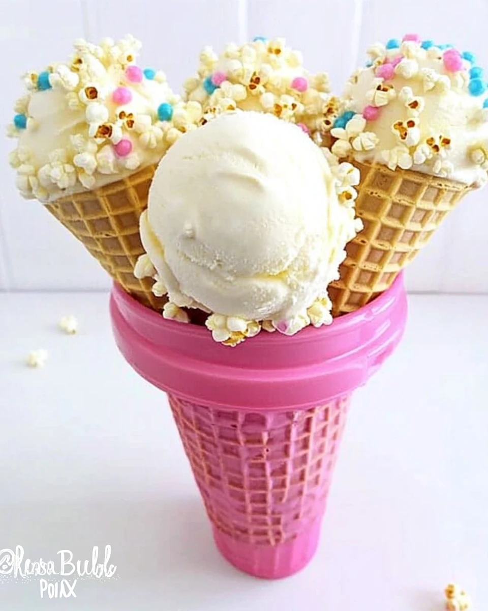Popcorn Ball Ice Cream Cones
