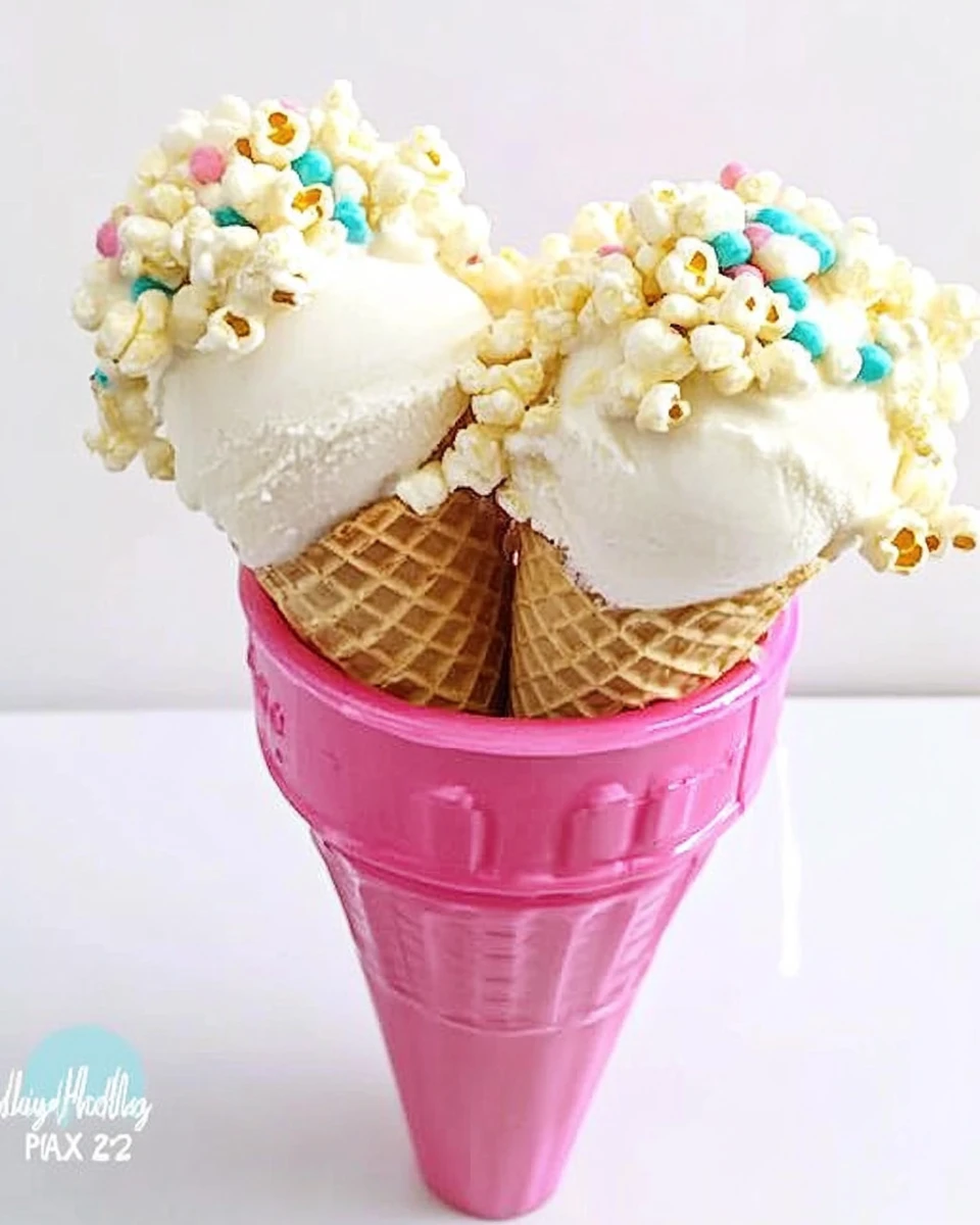 Popcorn Ball Ice Cream Cones