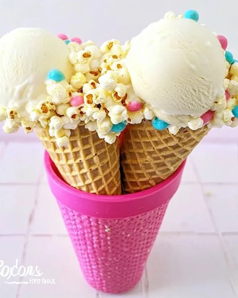 Popcorn Ball Ice Cream Cones