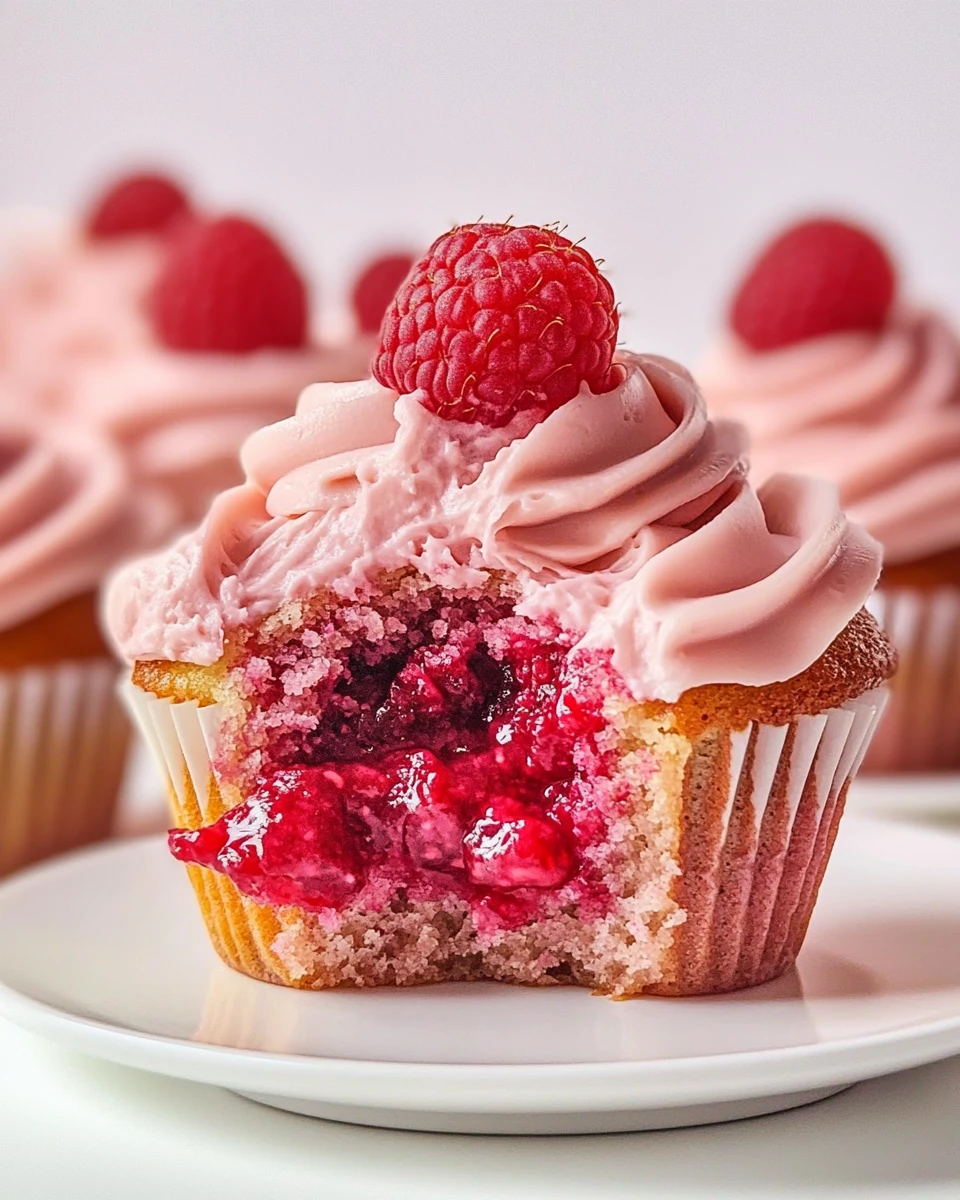 Raspberry Cupcakes with Raspberry Filling and Russian Buttercream
