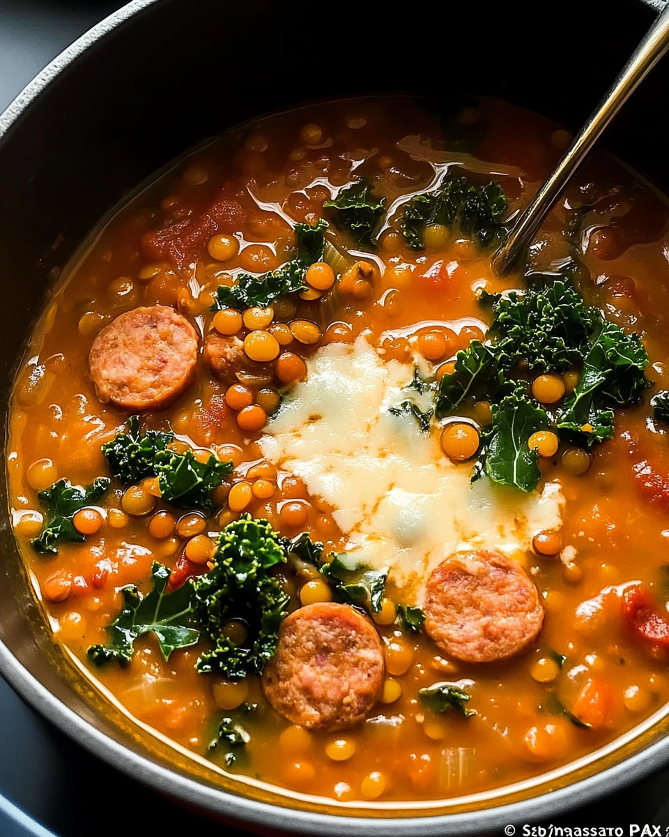 Sausage Lentil Soup with Parmesan and Kale