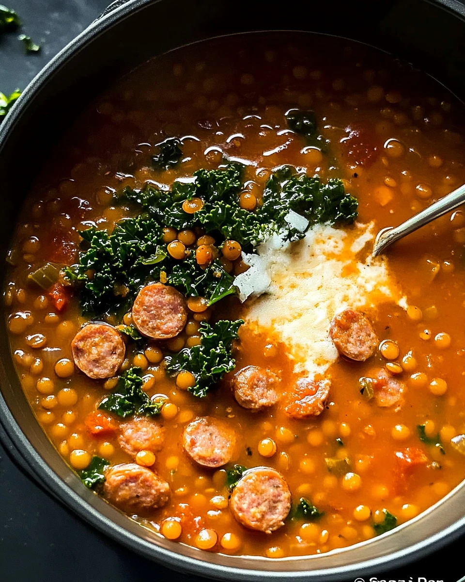 Sausage Lentil Soup with Parmesan and Kale