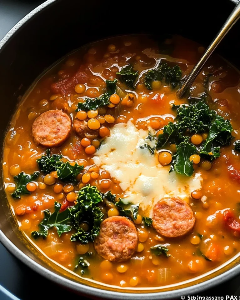 Sausage Lentil Soup with Parmesan and Kale