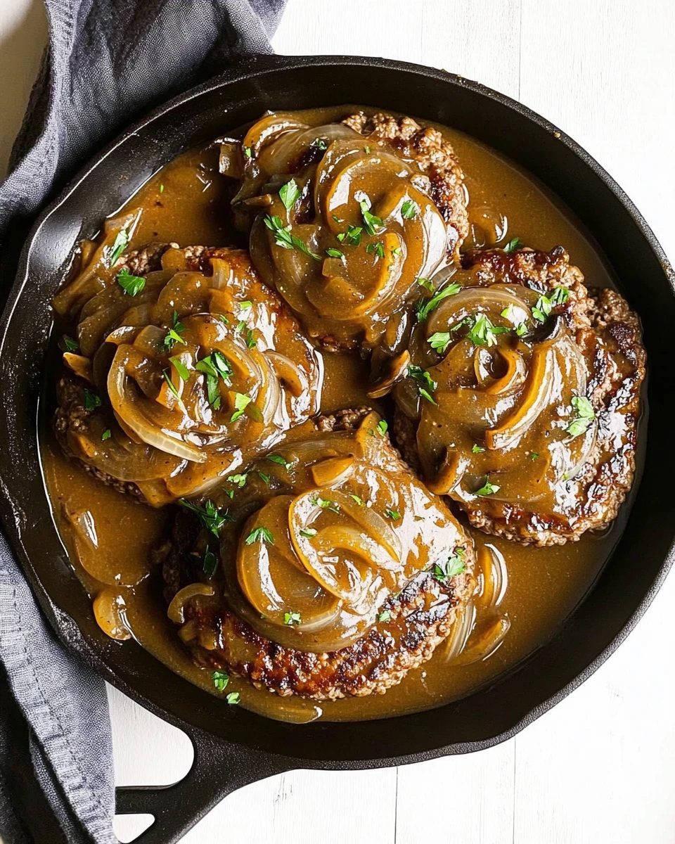 Southern-Style Hamburger Steaks with Onion and Mushroom Gravy