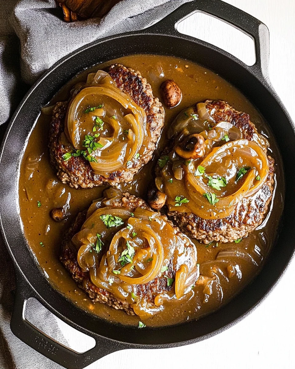 Southern-Style Hamburger Steaks with Onion and Mushroom Gravy