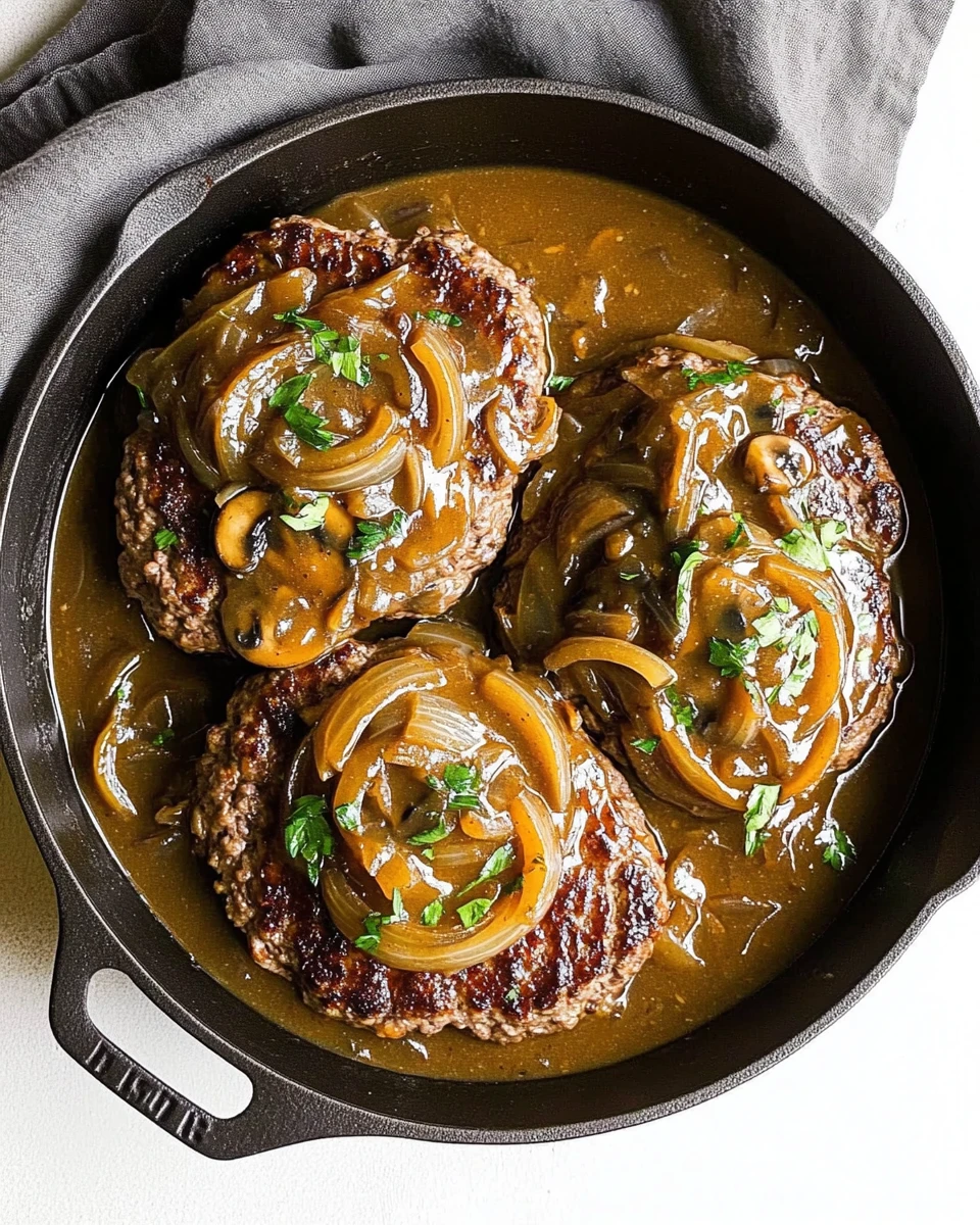 Southern-Style Hamburger Steaks with Onion and Mushroom Gravy