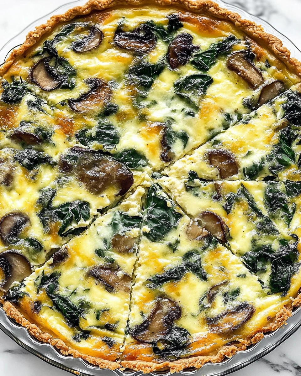 Spinach and Mushroom Crustless Quiche
