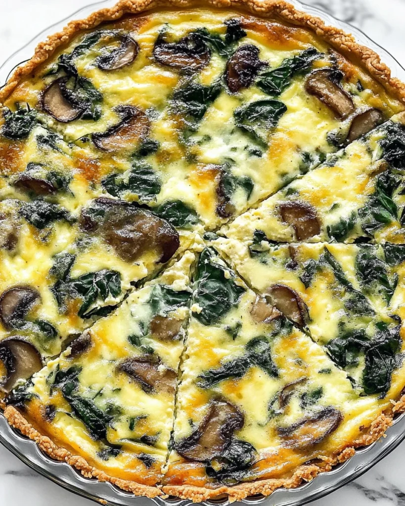 Spinach and Mushroom Crustless Quiche