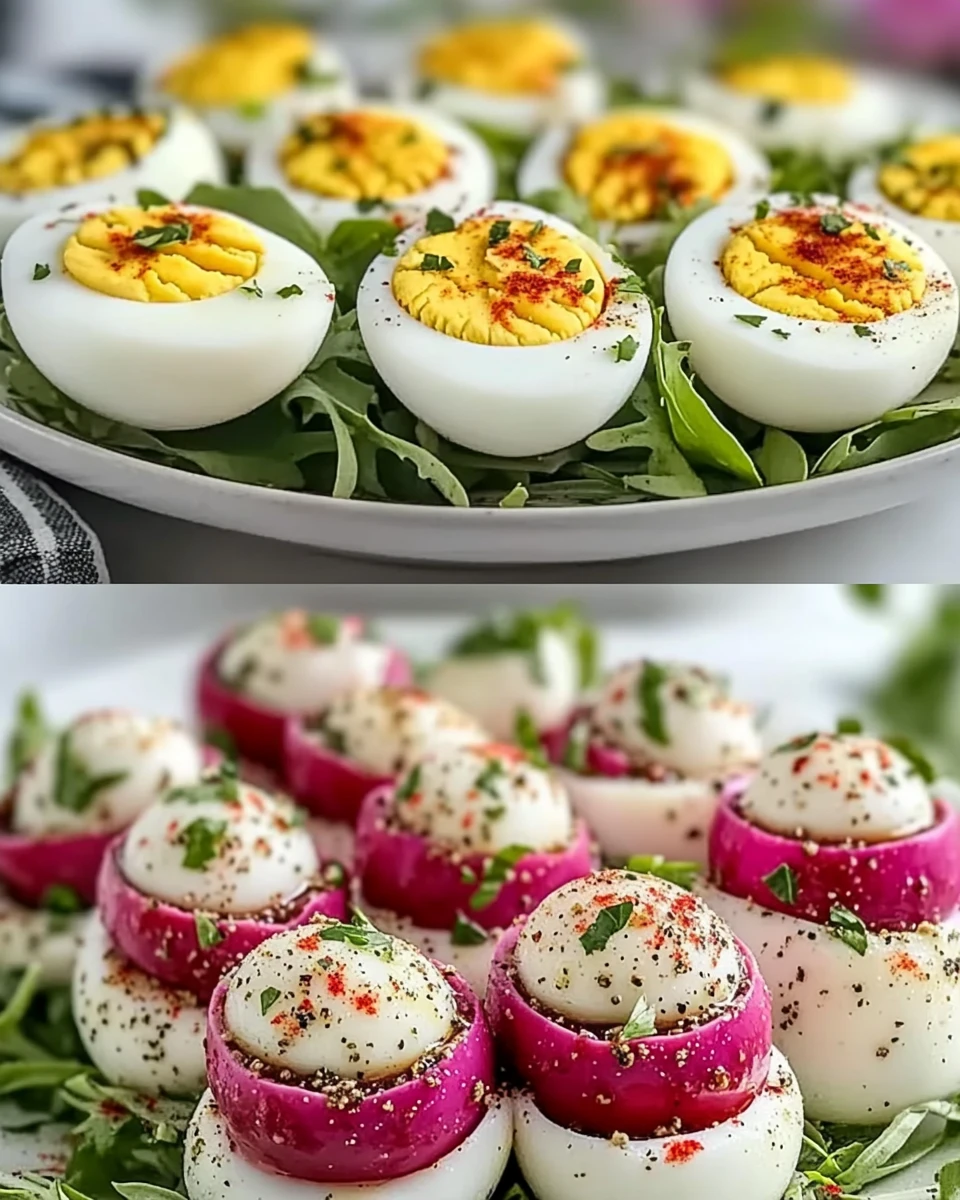 Spring Salad Spread with Jammy Mignonette Marinated Eggs