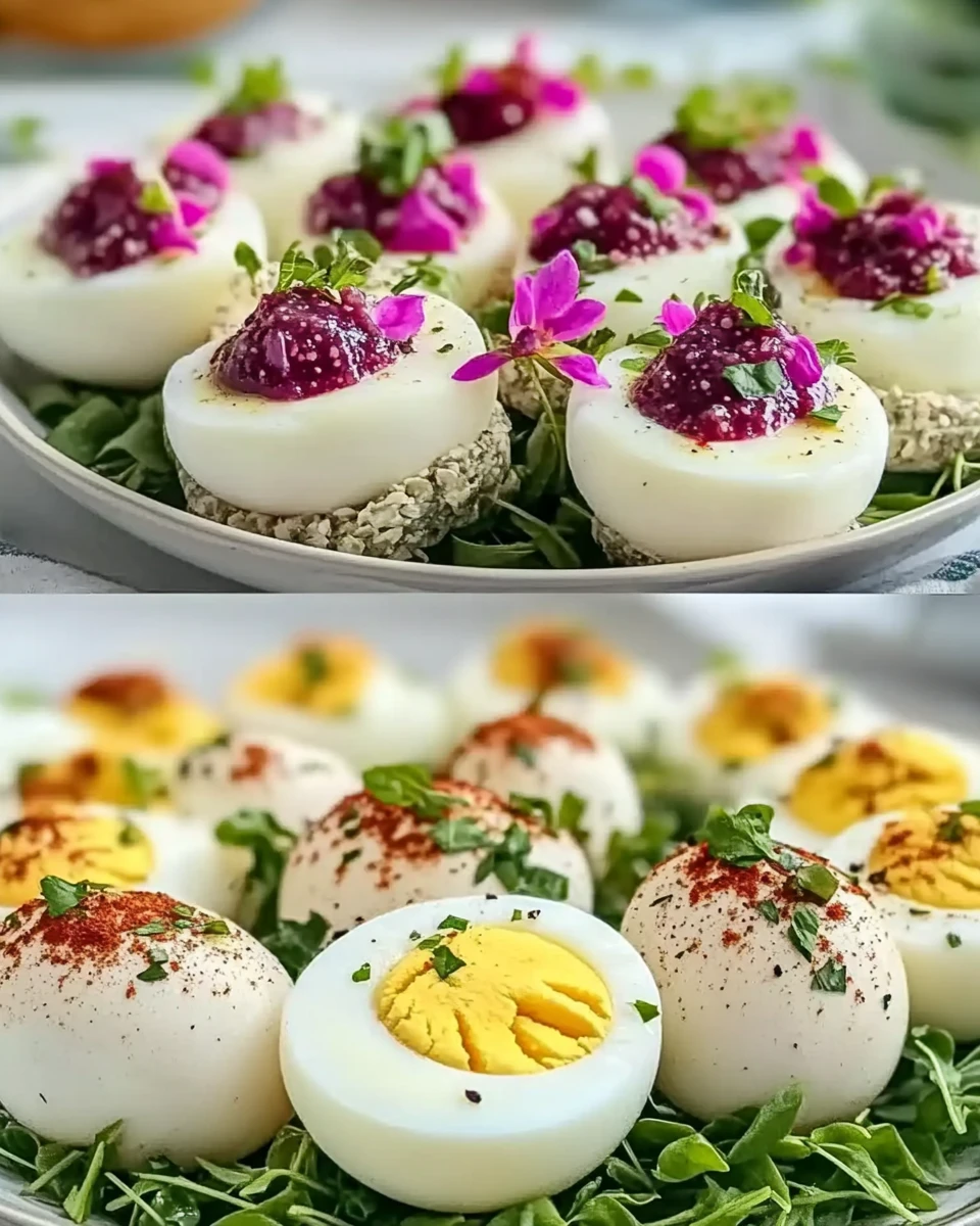Spring Salad Spread with Jammy Mignonette Marinated Eggs
