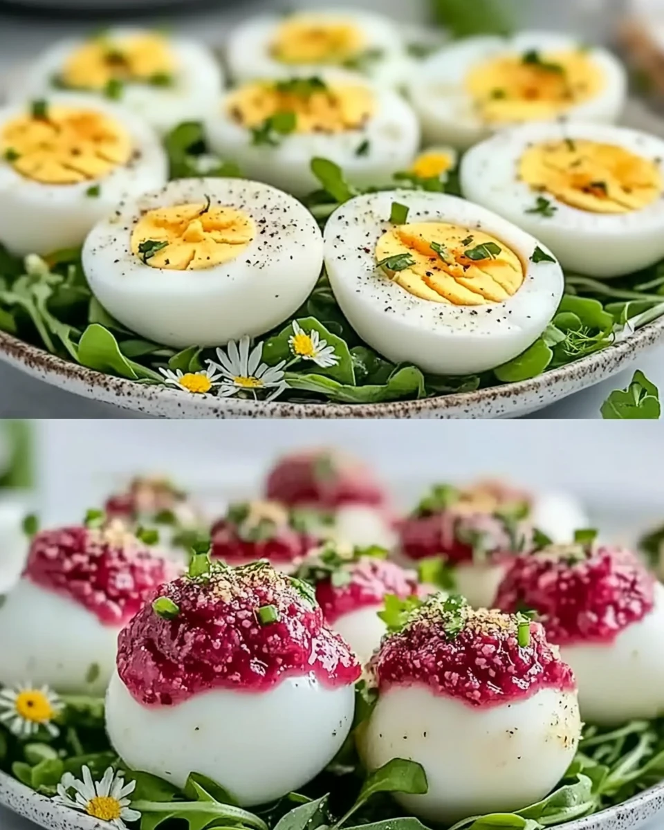 Spring Salad Spread with Jammy Mignonette Marinated Eggs
