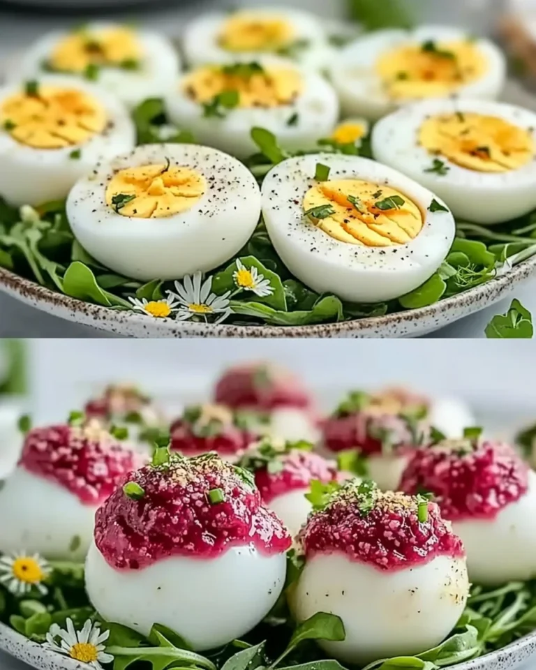 Spring Salad Spread with Jammy Mignonette Marinated Eggs