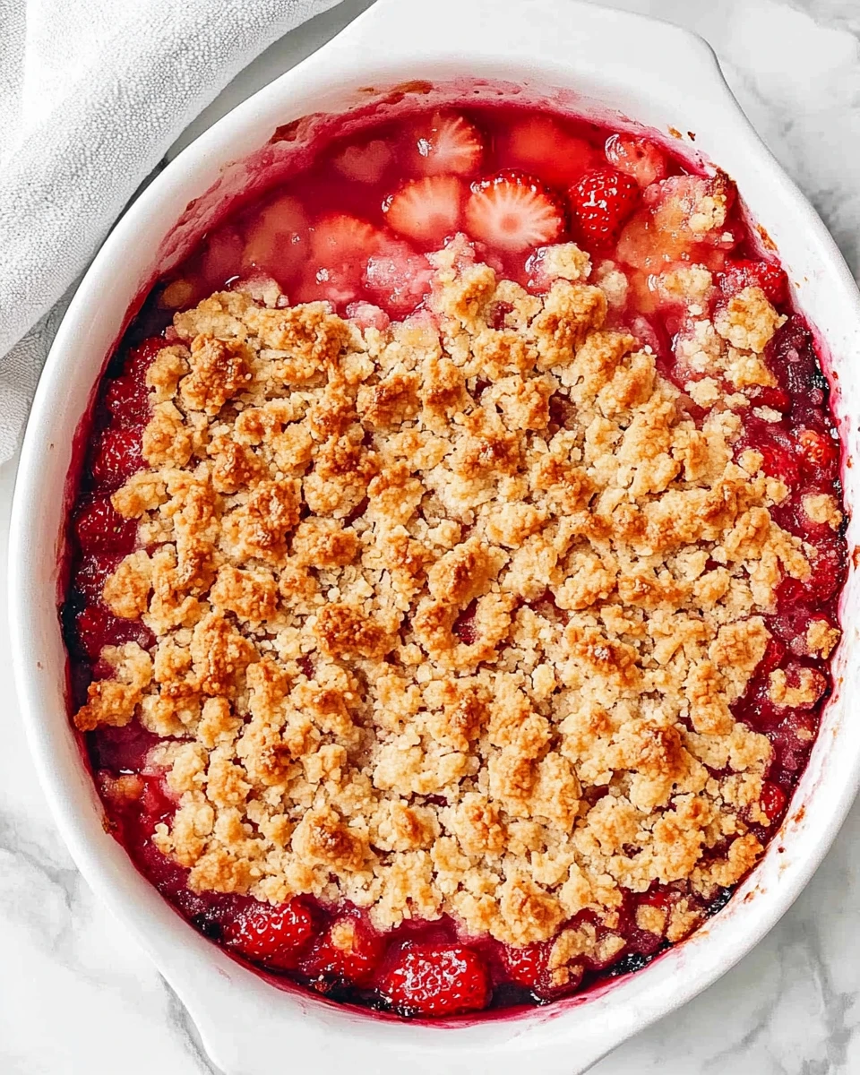 Gluten free strawberry crumble served with vanilla ice cream